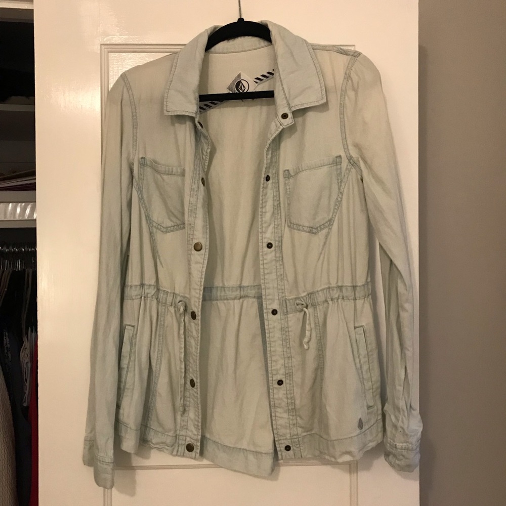 light blue chambray button down